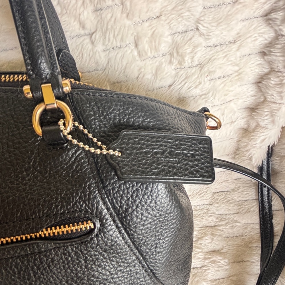 Coach New York Black Pebbled Leather Prairie Satchel Crossbody Gold Hardware - Picture 5 of 13